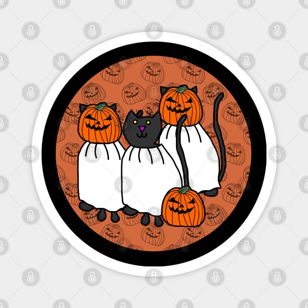 Horror Cats in Halloween Pumpkin Head Costumes Magnet by ellenhenryart